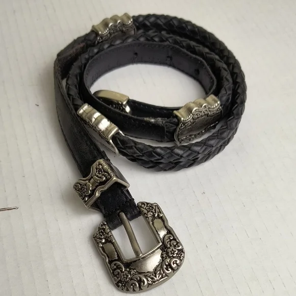 Woolrich Western Concho Black Braided Belt with Silver Buckle Size L - Picture 13 of 14